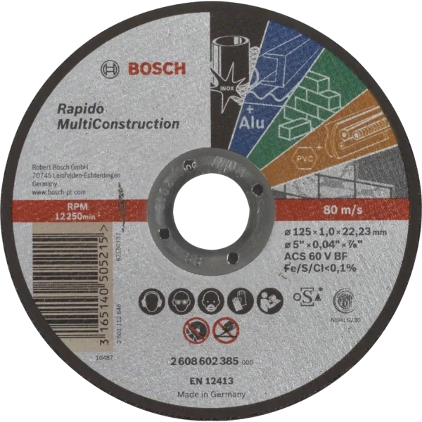 Відрізний круг по металу Bosch Multi Construction Rapido 125x1.0x22.2