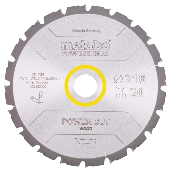 Пильний диск 216x30, Z20 WZ 5° neg. Metabo "power cut wood - professional" (628230000)