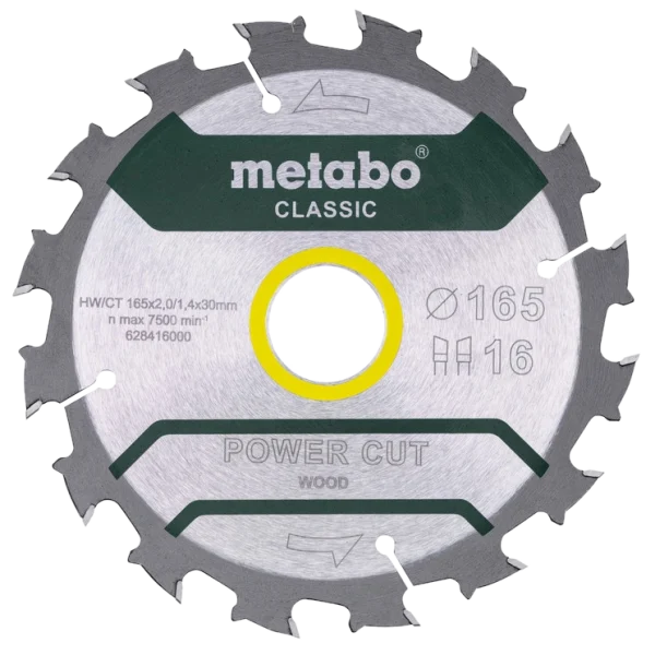 Пильний диск 165x30, Z16 WZ 5° /B Metabo "power cut wood - professional" (628416000)