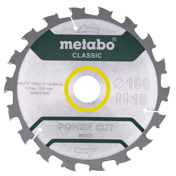 Пильний диск 190x30, Z18 WZ 5° /B Metabo "power cut wood - professional" (628417000)