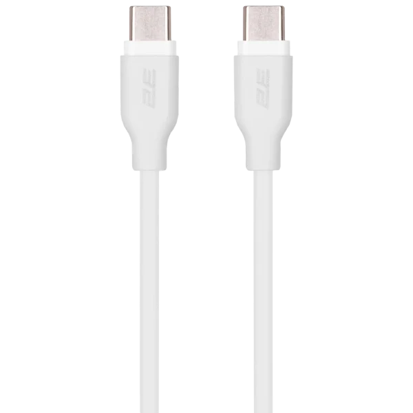 Кабель заряджання/синхронізації 1м 60Вт білий 2E Type-C Glow USB-C > USB-C
