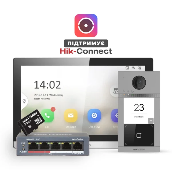 Комплект DS-KV8113-WME1(B)/Flush+DS-KH6350-TE1+HS-TF