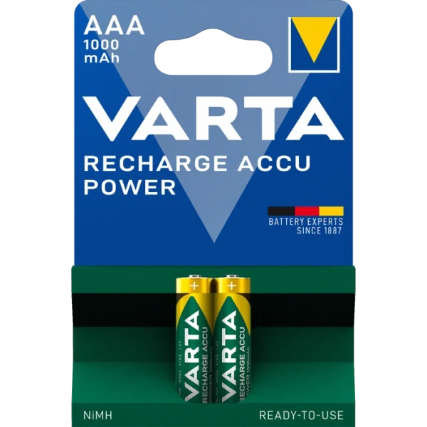 Аккумулятор AAA VARTA RECHARGEABLE ACCU 1000mAh BLI 2 NI-MH (READY 2 USE)