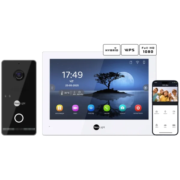 Комплект відеодомофону Neolight ALPHA Hybrid + OPTIMA IPW Black