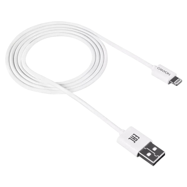 Кабель Canyon CFI1W white (Lightning - USB-A) 1м