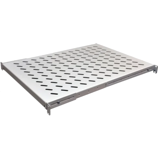 Полиця 4 точки кріплення перфорована сіра 19" 650мм