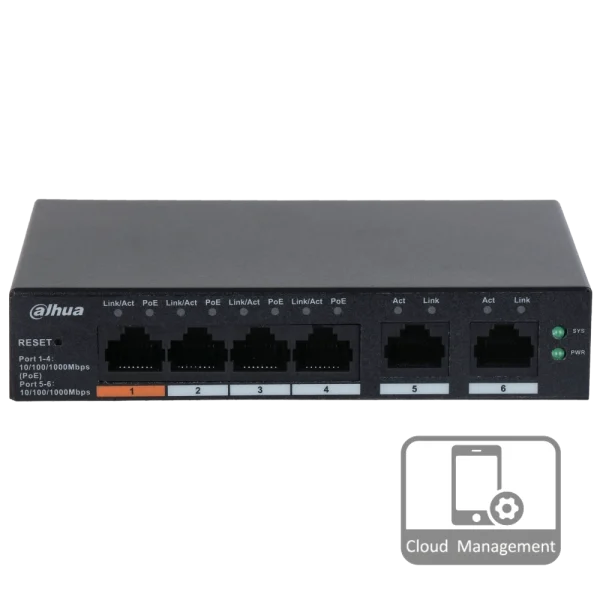 Комутатор 4 порти керований Dahua DH-CS4006-4GT-60 PoE