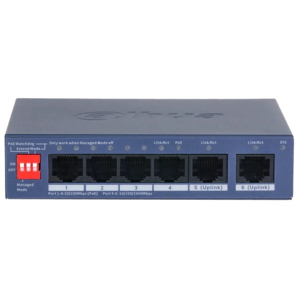 Комутатор 4 порти керований Dahua DH-CS4006-4ET2GT-36 PoE