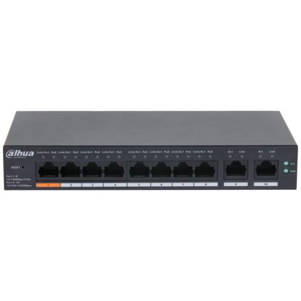 Комутатор 8 портів керований Dahua DH-CS4010-8ET-60 PoE