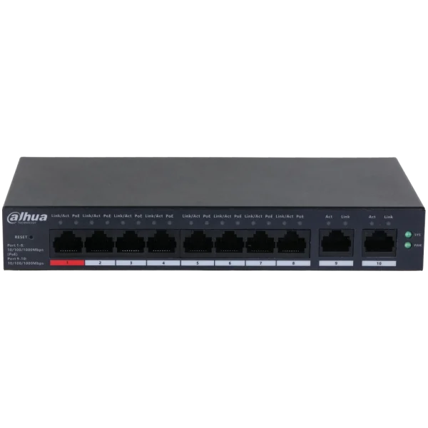 Комутатор 8 портів керований Dahua DH-CS4010-8GT-110 PoE