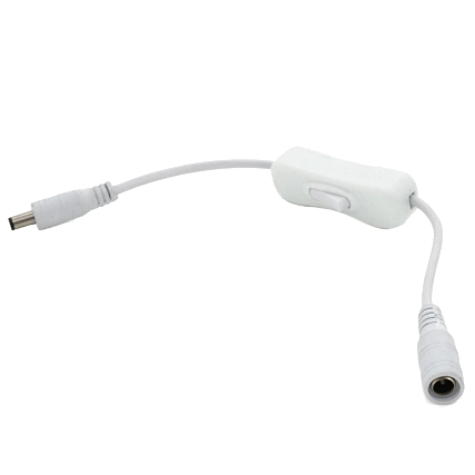 Подовжувач живлення з вимикачем DC-F => DC-M (D 5,5x2,5мм) White