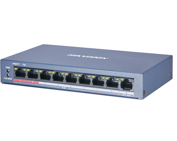 Комутатор 8 портів некерований Hikvision DS-3E0109P-E/M(B) POE
