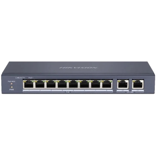 Комутатор 8 портів некерований Hikvision DS-3E0310P-E/M(B) PoE