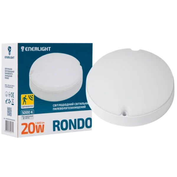 Світильник світлодіодний 20Вт 5000К IP65 з датчиком руху ENERLIGHT RONDO