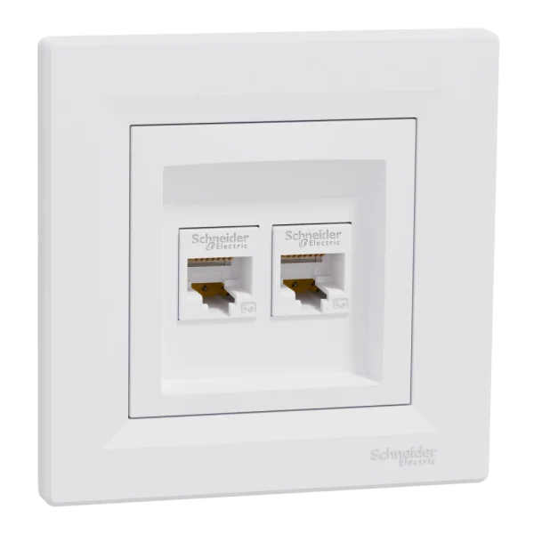 Розетка комп'ютерна подвійна біла Schneider Electric Asfora EPH4400121 RJ45 5e