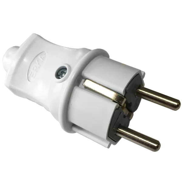 Вилка 16А, з/к пряма, біла ERKA 1002