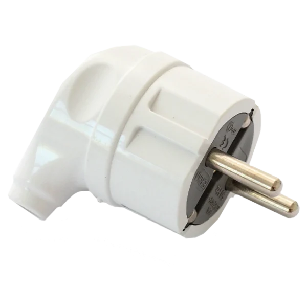 Вилка з/к кутова, біла ERKA 1003, 16А 