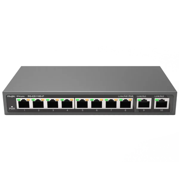 Комутатор 8 портів некерований Ruijie Reyee RG-ES110D-P PoE