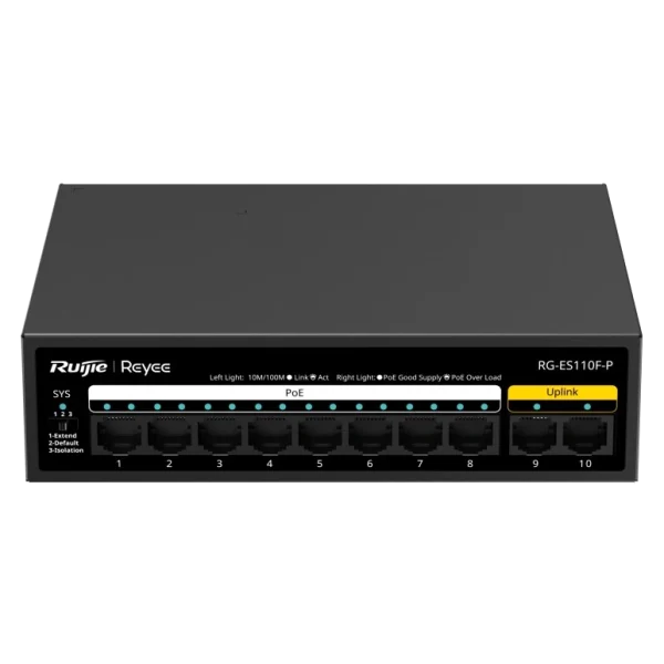 Комутатор 10 портів некерований Ruijie Reyee RG-ES110F-P PoE