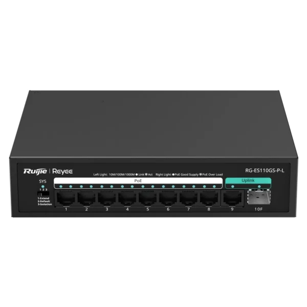Комутатор 10 портів некерований Ruijie Reyee RG-ES110GS-P-L PoE