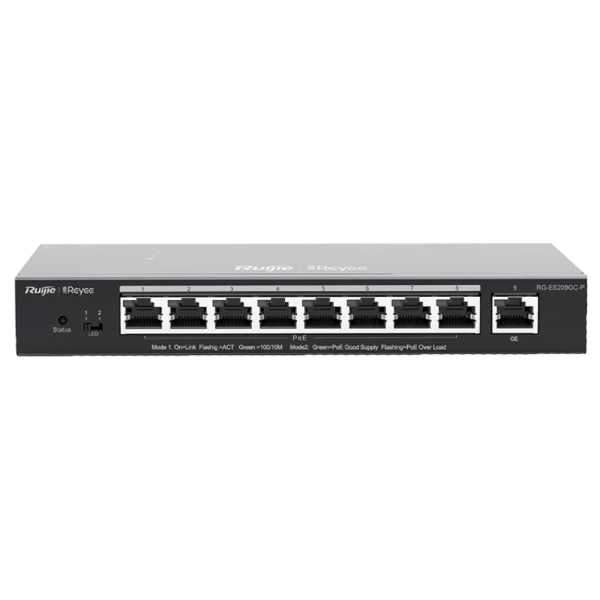 Комутатор 9 портів керований Ruijie RG-ES209GC-P POE