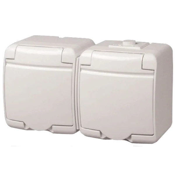 Розетка 2-на з з/к Schuko RHE-2s(біла/біла кришка, IP54) ETI Hermetics 4668019
