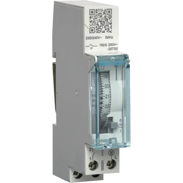 Таймер аналоговий добовий DIN16А, 1НО, резерв 120 годин Hager EHN011