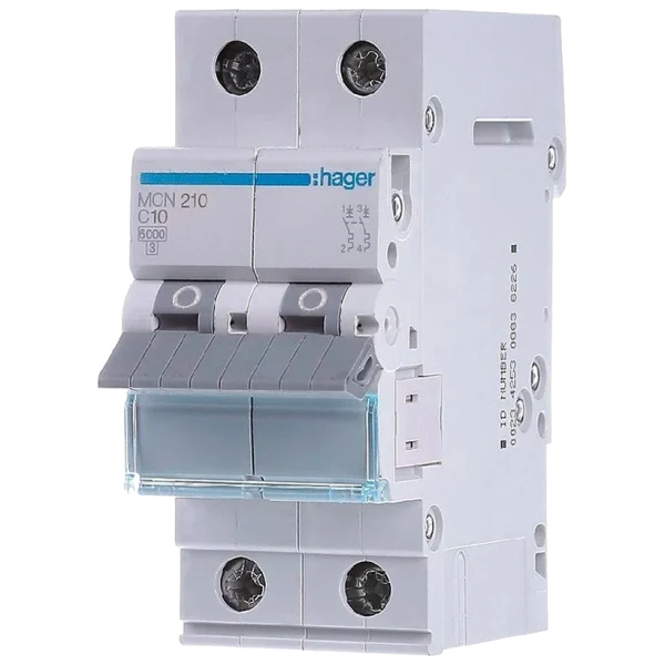 Автоматичний вимикач 2P 6kA C-10A 2M Hager MCN210