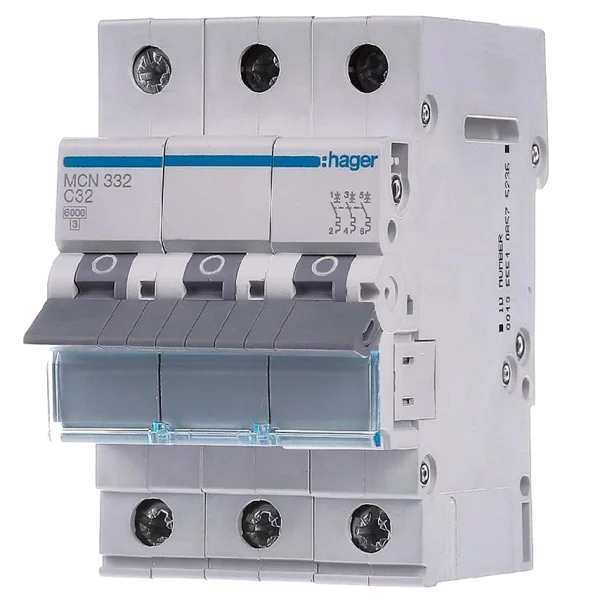 Автоматичний вимикач 3P 6kA C-32A 3M Hager MCN332