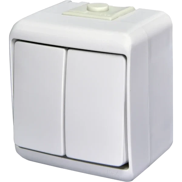 Вимикач 2-клавішний накладний, білий, IP 54 ETI Hermetics 4668001
