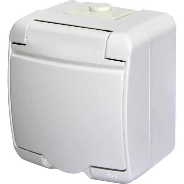 Розетка 1-на з з/к Schuko RHE-1s (біла/біла кришка, IP54) ETI 4668015 Hermetics