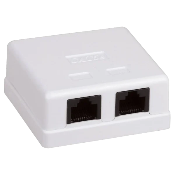 Розетка 2-портова RJ45 UTP, біла, 6 категорія Hypernet MB-UTP6-2