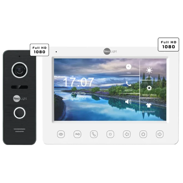 Комплект відеодомофону Neolight KAPPA+ HD WF + PRIME FHD Black с уголком