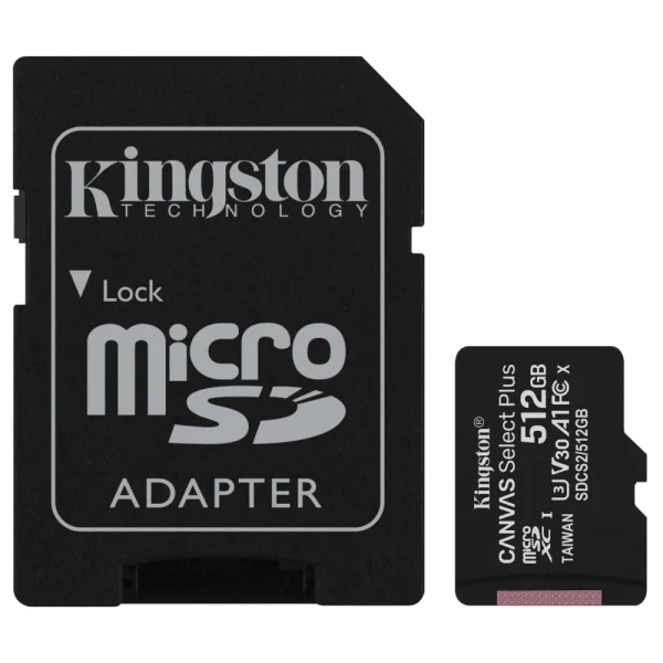Модуль флеш-пам'яті Kingston 512GB micSDXC Canvas Select Plus 100R A1 C10 Card + ADP