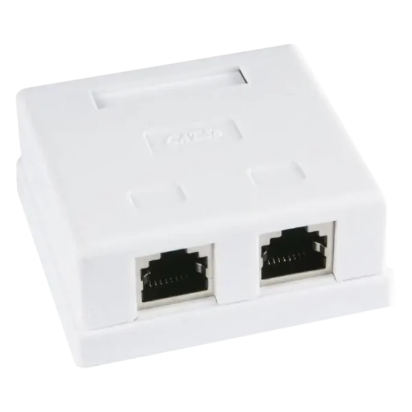 Розетка 2 порта екранована RJ45 STP біла 5E Hypernet MB-STP2