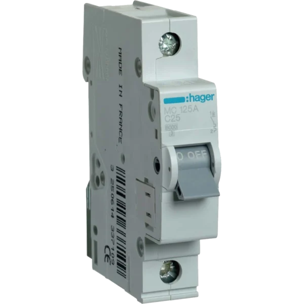 Автоматичний вимикач Hager In=25А «C» 6kA MC125A