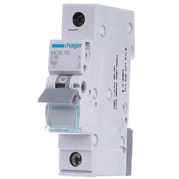 Автоматичний вимикач 1P 6kA C-16A 1M Hager MCN116