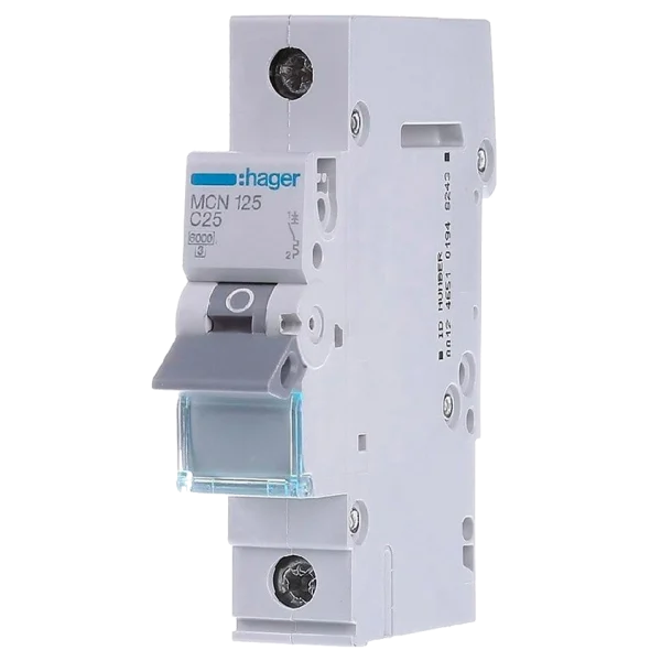 Автоматичний вимикач 1P 6kA C-25A 1M Hager MCN125