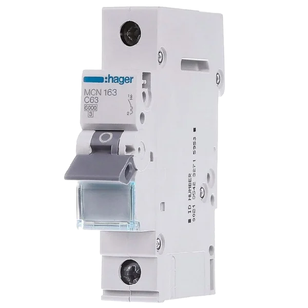 Автоматичний вимикач 1P 6kA C-63A 1M Hager MCN163