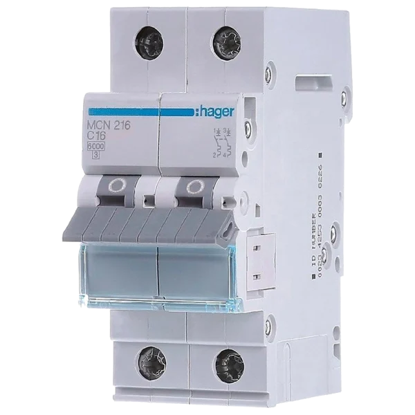 Автоматичний вимикач 2P 6kA C-16A 2M Hager MCN216