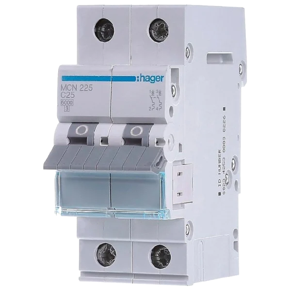Автоматичний вимикач 2P 6kA C-25A 2M Hager MCN225
