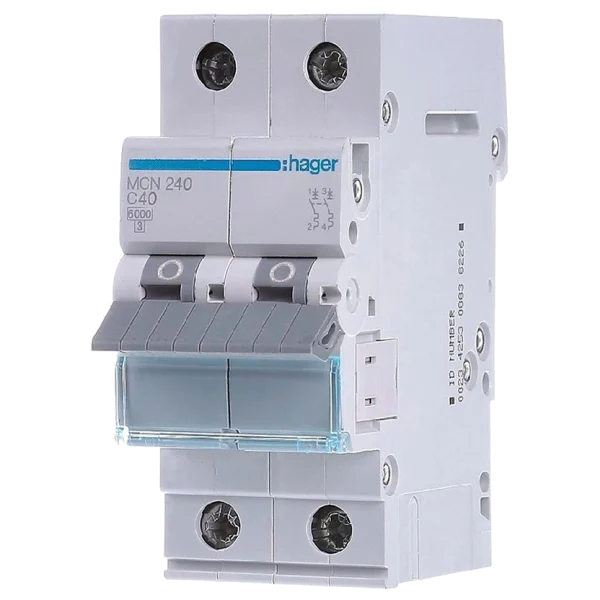 Автоматичний вимикач 2P 6kA C-40A 2M Hager MCN240