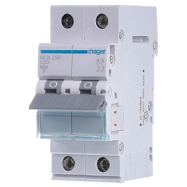 Автоматичний вимикач 2P 6kA C-50A 2M Hager MCN250