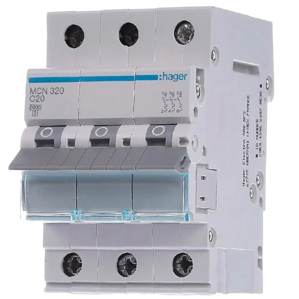 Автоматичний вимикач 3P 6kA C-20A 3M Hager MCN320