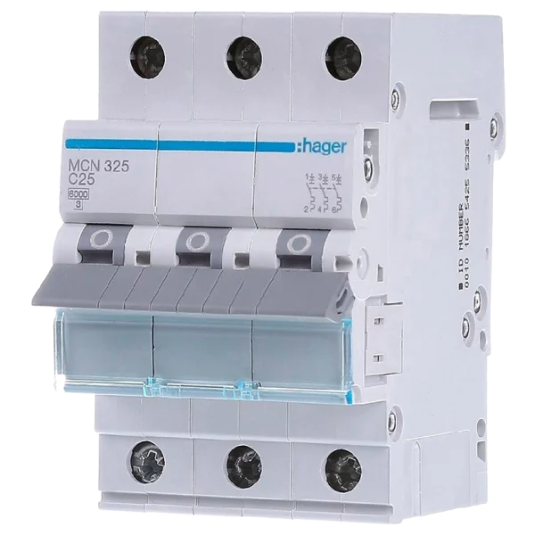 Автоматичний вимикач 3P 6kA C-25A 3M Hager MCN325