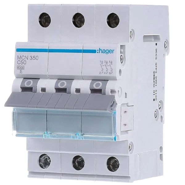 Автоматичний вимикач 3P 6kA C-50A 3M Hager MCN350