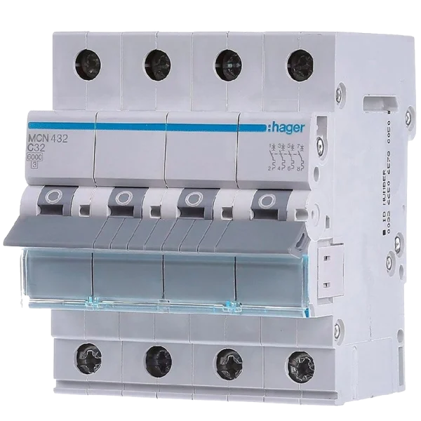 Автоматичний вимикач 4P 6kA C-32A 4M Hager MCN432