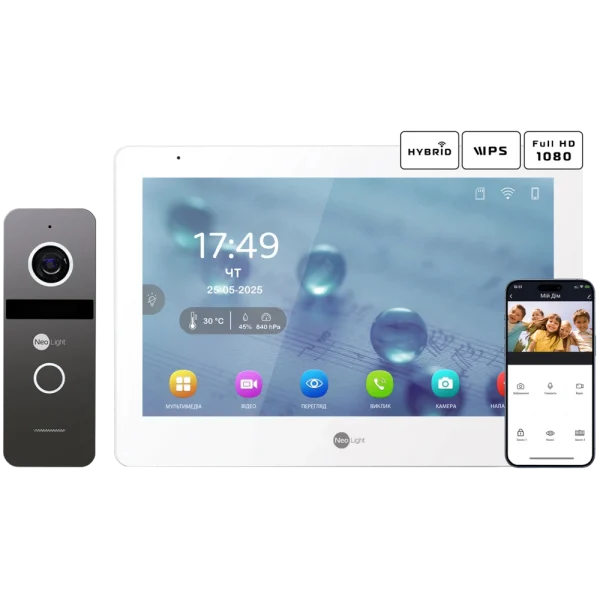 Комплект відеодомофону Neolight MEZZO Hybrid + SOLO FHD Graphite