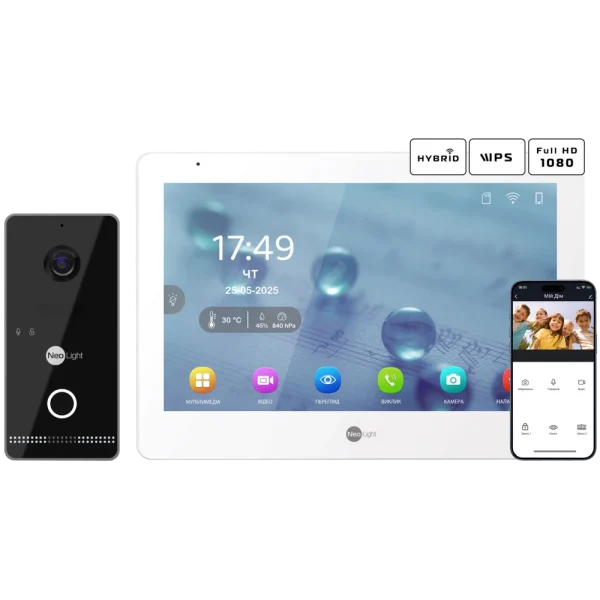 Комплект відеодомофону Neolight MEZZO Hybrid + OPTIMA IPW Black