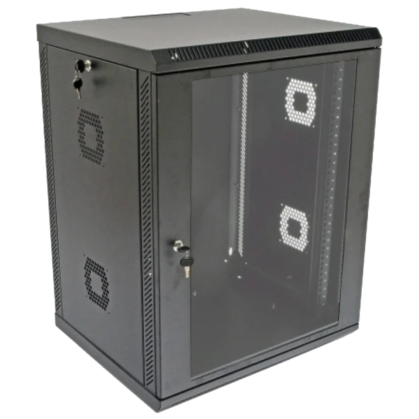 Шафа 600x600x773мм акрилове скло чорна 19" 15U